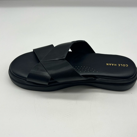 Cole Haan - Grandpro Rally Criss Cross Slide Black Leather Sandal Size 9 - Picture 7 of 15